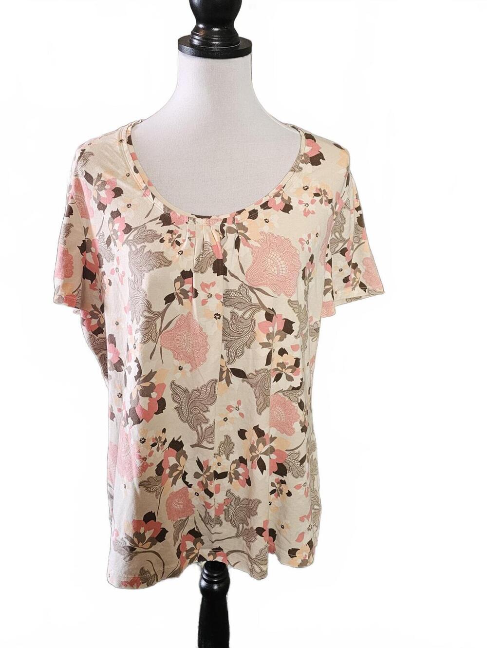 Croft & Barrow Stretch Floral Short Sleeve Top Size XL - Picture 2 of 4